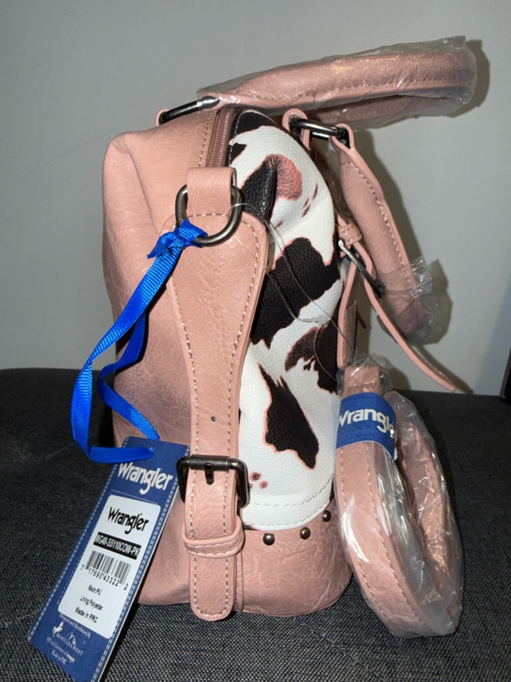 Wrangler Doctor Bag Pink Cowprint Satchel Handbag - Picture 4 of 8